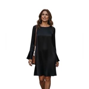 GENNY silk corp core minimalist comfort career contemporary long sleeve dress